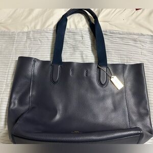 Coach Navy Leather Tote Bag
